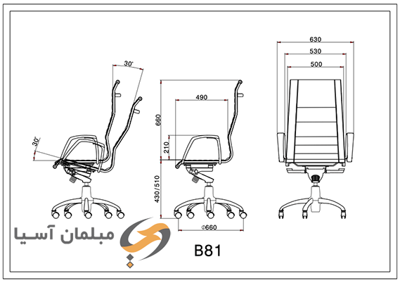 صندلی گردان مدیریتی B81 - لیوتاب